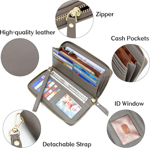 GEEAD Wallets for Women Large Capacity PU Leather Credit Card Holder Clutch Wristlet Wallet...