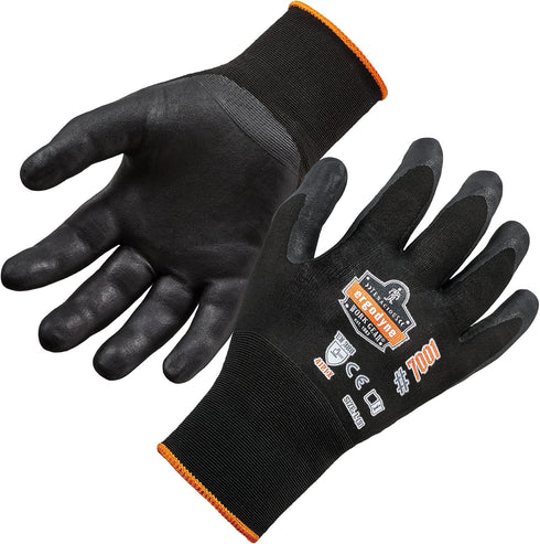 Nitrile Coated Work Gloves, High Dexterity, Ergodyne ProFlex 7001, Medium,Black...