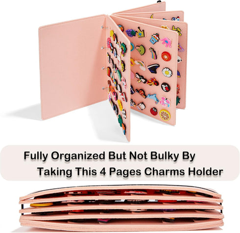 Shoe Charms Organizer for Croc Charms Display, Flip-page Shoe Charms Holder for Croc with 120 Holes for Croc Charms Organizer and Storage in Trave...