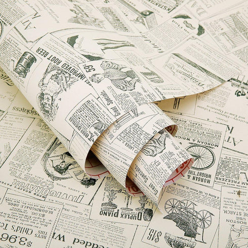 17.8 x 78 Inches Self-Adhesive Liner Paper, Removable Shelf Liner Wall Stickers Dresser Drawer Peel Stick Kitchen Home Decor, Newspaper...