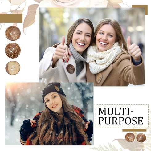 20 Pcs 2 Inches Coconut Shell Buttons Coconut 2 Holes Button Sewing Buttons for Shirt DIY Crafts Decorations...