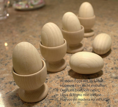 efo Wooden Egg Cups - Boiled Egg Holder - Easter Decor - Arts and Crafts DIY Unfinished Wood - Easter Gift - Egg Cup Set of 4...