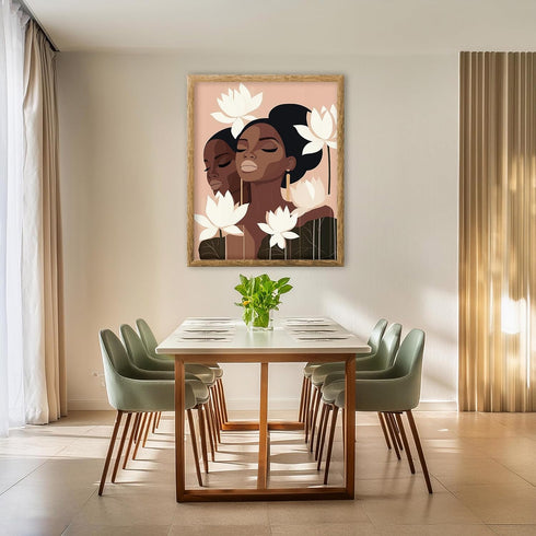 Posterizer 1 pcs-minimalist African woman art with pretty flowers-Afro-American Art Collection-Abstract & Modern Art-Chic Home Decor- unframed wal...