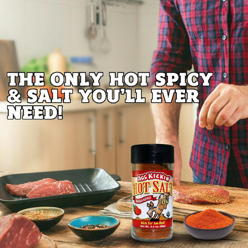 ASS KICKIN' Habanero Hot Spicy Salt - 3.4oz. Shaker Jar - Perfect Flavored Hot Salt for Popcorn Seasoning, Margarita Salt and French Fry Seasoning...