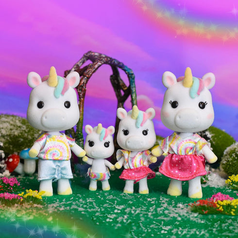 Sunny Days Entertainment Honey Bee Acres Rainbow Ridge Daydreamers Unicorn Family – 4 Miniature Flocked Dolls | Small Fantasy Collectible Figures ...