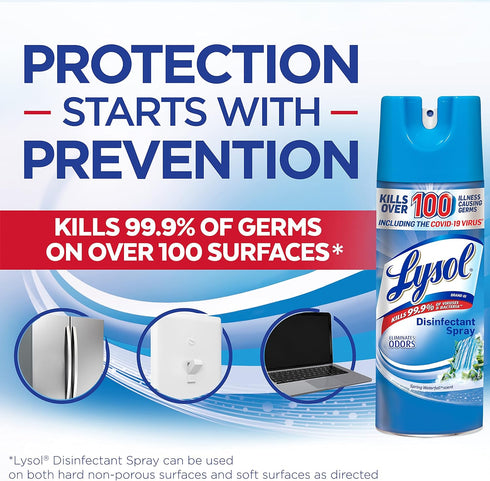 Lysol Disinfectant Spray, Sanitizing and Antibacterial Spray, For Disinfecting and Deodorizing, Spring Waterfall, 12.5 Fl Oz, (Packaging May Vary)...