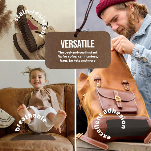 MASTAPLASTA Original Self-Adhesive Leather Repair Tape - Dark Brown 60" x 4" (150x10cm). Your Quick and Easy All-in-One Upholstery-Quality Leather...