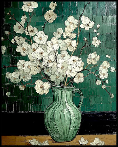 Posterizer 1 pcs-retro inspired oil painting style-delicate flowers in a vase 1-Floral & Botanical Art-Vintage Art-Gift for Art Lovers- unframed w...