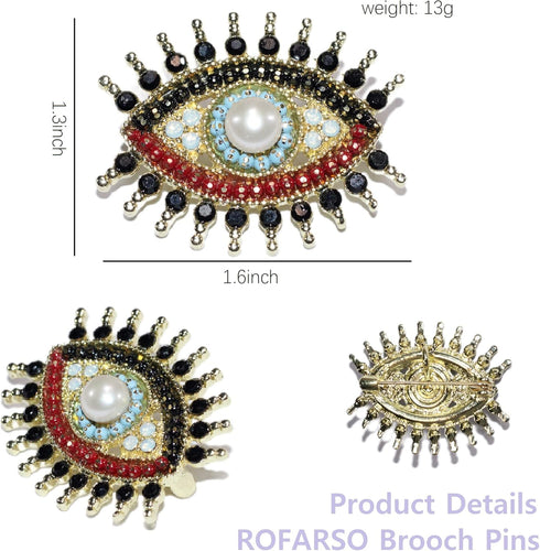 Lucky Charm Evil Eye Aojo Brooch Pin for Women Fully-Jewelled with Freshwater Pearl& Rhinestone Crystal for Wedding Party Prom Gift Necklace Dual ...