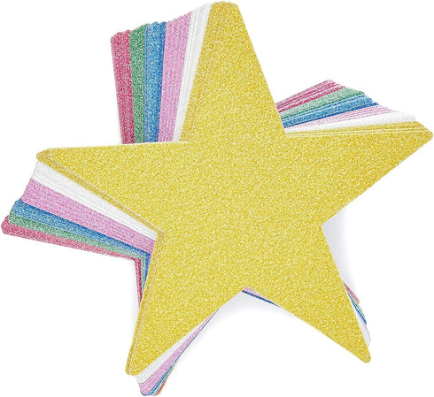 Bright Creations Glitter Star Cutouts for Bulletin Board, Crafts, Classrooms (6 Colors, 60 Pack)...