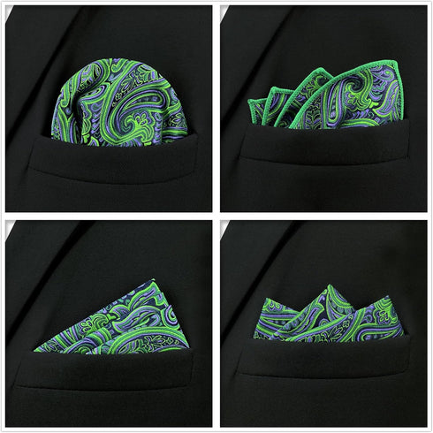 SHLAX&WING 5 Pieces Assorted Mens Silk Pocket Square Handkerchiefs Set Lot 89...