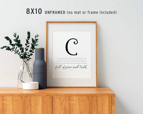 Grace Christian Wall Art Set of 5 | Black and White Bible Verse Prints 8x10 Unframed | Scripture Posters for Home | Christian Wall Decor Made in U...