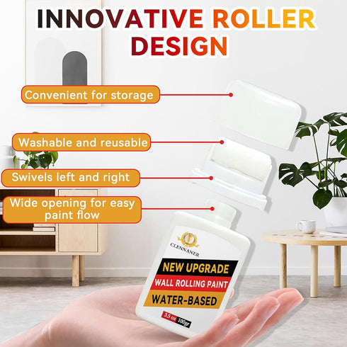White Paint for Walls, Portable Paint Roller Kit for Effortless Cleaning & Pristine Walls, Small Roller Brush Repair Kit Remove Stains, Scratches,...