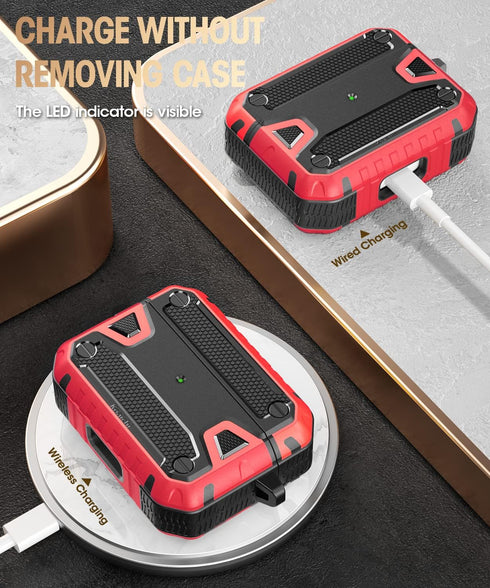 Koaichi Compatible with AirPods Pro(2nd Generation/1st Generation), Full-Body Rugged Hard Shell Protective Case Cover with Keychain Designed for A...