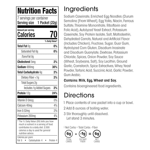 WonderSlim Protein Soup, Chicken Noodle, 70 Calories, 12g Protein, No Fat, Low Carb (7ct)...