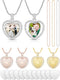 Junkin 24 Pcs Sublimation Rhinestone Trays Pendant Set, Including 6 Double Sided Blank Rhinestone Bezel Trays, 6 Pcs Thick Chains with 12 Sublimat...
