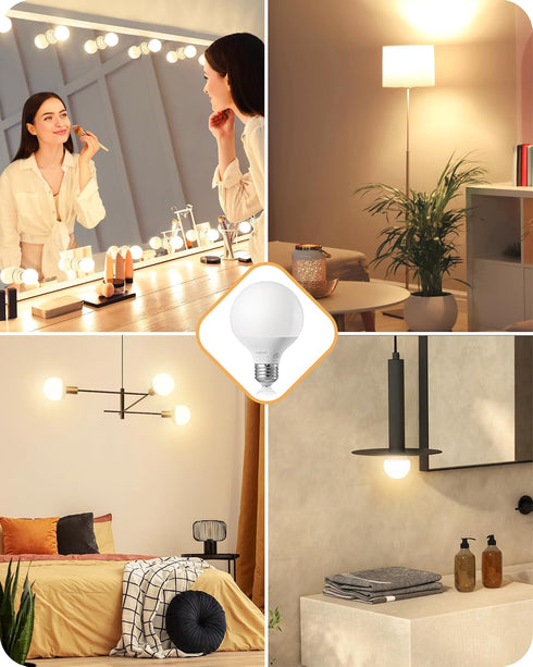 EDISHINE 4 Pack G25 LED Globe Light Bulbs CRI90+, Vanity Light Bulbs for Bathroom 5W Equivalent 25W 2700K Warm White 450LM, Globe Light Bulbs Over...