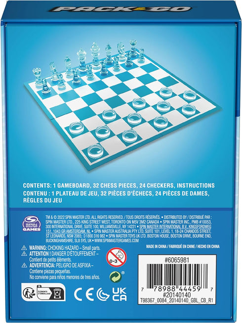 Pack & Go Chess & Checkers Board Game from Spin Master Games Portable 2-Player Games Chess Board Chess Set for Adults and Kids Ages 8 and up...