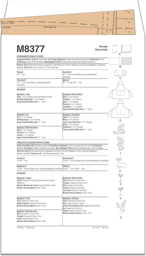 McCall's Kitchen Accessories and Apron Sewing Pattern Kit, Design Code M8377, One Size Each, Multicolor...
