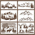 Mountain Stencils for Painting on Wood burning Stencils and Patterns Reusable Nature Deer Tree Stencils for Crafts Canvas Furniture Wall Drawing P...