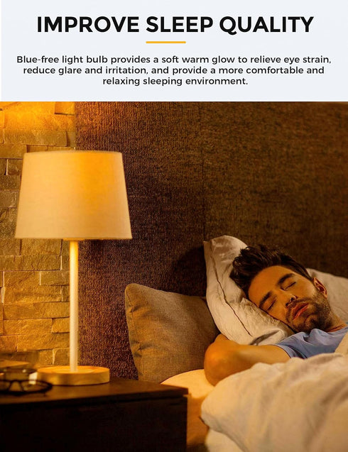 L LOHAS LED Sleep aid Amber Light Bulbs, Blue Light Blocking, A19 9W(60 Watt Equivalent) Dim Light Bulbs, 1800K Warm Light Bulb, E26 Base, 4 Pack...