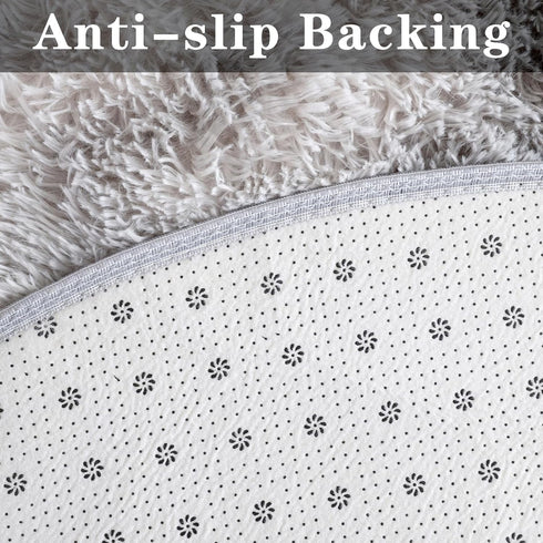 ConCus-T Grey Bath Mat Faux Fur Plush Bathroom Rugs Shaggy Soft Anti Slip Bath Carpet Doormat for Bedroom Bathroom Puppy Bed Mat, Tie-Dye Light Gr...