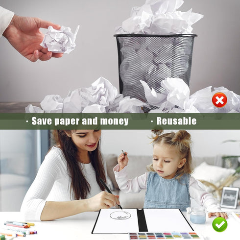 Portable Dry Erase Notebook, Reusable A5 Small Whiteboard with Marker Cleaning Cloth Double-Sided Dry Erase Writing Board for Office School Home B...