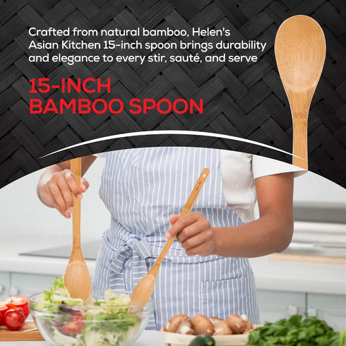 Helen’s Asian Kitchen Bamboo Kitchen Spoon Cooking Utensil, 15-Inch...