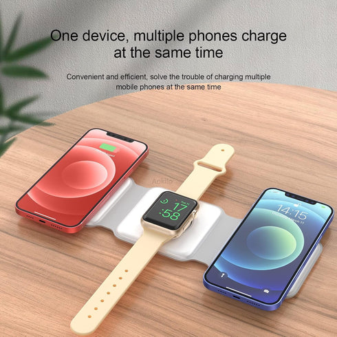 3 in 1 Foldable Wireless Charger, Ankilo Magsafe Charger Charging Station for Multple Devices,Travel Charger for iPhone 15/14/13/12 Series, iWatch...