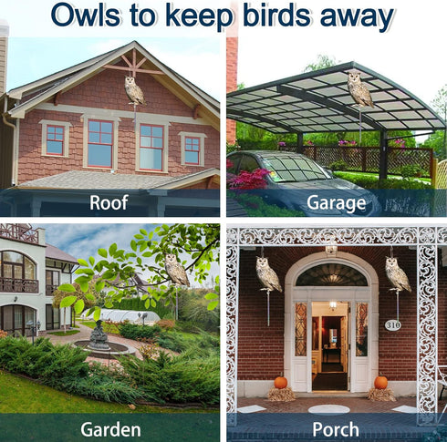 Fake Owls to Keep Birds Away, Bird Scare Devices, Bird Control, Cardboard Garden Decor Outdoor, Hanging Reflectors to Keep Pigeons Away from House...