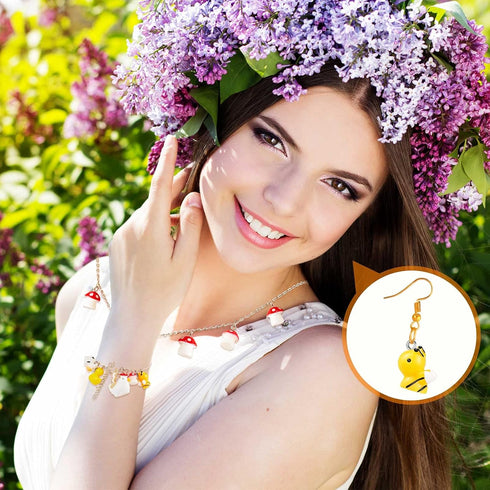 Civaner 50 Pcs Resin Charms for Jewelry Making - Cute Mushroom, Bee, Duck, Cow, Chicken, Swan, Hedgehog, Rabbit, Pig Farm Animal Pendants for DIY ...