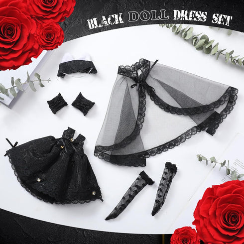 6 Pcs Gothic Doll Clothes and Accessories 11.81'' Black Doll Clothes Outfits Wedding Tutu Ballet Dress for Girl Doll Outfits Party Princess Gown f...