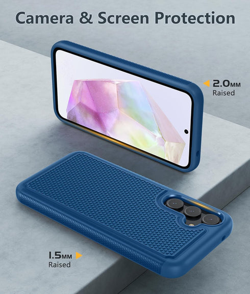 FNTCASE for Samsung Galaxy A35-5G Case: Dual Layer Protective Heavy Duty Cell Phone Cover Shockproof Rugged with Non Slip Textured Back - Military...
