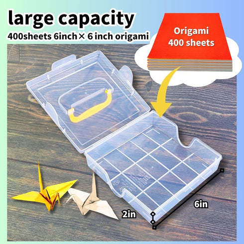 Origami Paper Single Color Gold?Silver 6 X 6 Inch (15X15cm) 100 Sheets Each,Storage Container Set...