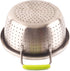 Stainless Steel Deep Colander Micro-perforated 2.5 Quart Metal Food Strainer with Green Silicone Handles for Draining Pasta Cleaning Food like Fru...