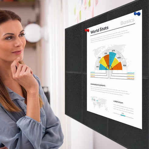 Vienrose 6 Pack Felt Bulletin Board 7.87"x7.87" Pin Board Wall Decoration with 35 Push Pins and Removable Adhesive Tabs for Office Home and School...