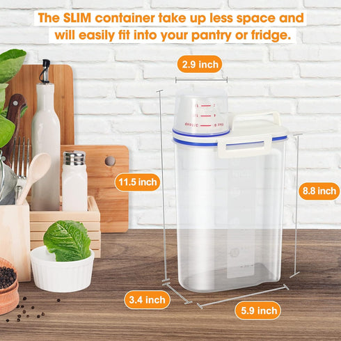 TBMax Rice Container 4 Lbs / 2 Kg Rice Dispenser with Measuring Cup, BPA-Free Plastic Kitchen Pantry Food Storage Holder for Oatmeal Flour Grain, ...