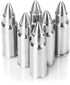 Bullet Whiskey Chillers Stones - Whiskey Rocks by The Wine Savant Set of 6 - Stainless Steel Bullet Shaped Ice Cubes, Gift Box Come, Tongs and Sto...