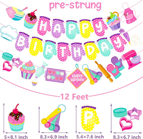 Baking Birthday Party Banners 3Pcs Baking Theme Decoration Bakers Birthday Party Banners Baking Party Hanging Cutout Banner for Baking Cook Baby S...