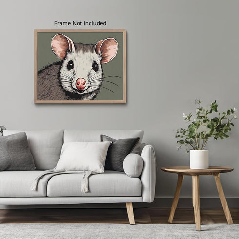 Posterizer 1 pcs- Cute possum portrait with a pastel green background-Art for Animal Lovers- Gift for Men Women Entrepreneur Teens-Decor for Home ...