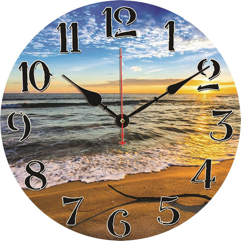 TAHEAT Beach Waves in The Sunset Wall Clock, Silent Non Ticking Battery Operated Clocks, Easy to Read Decorative Wall Clock for Bedroom/Kitchen/Li...