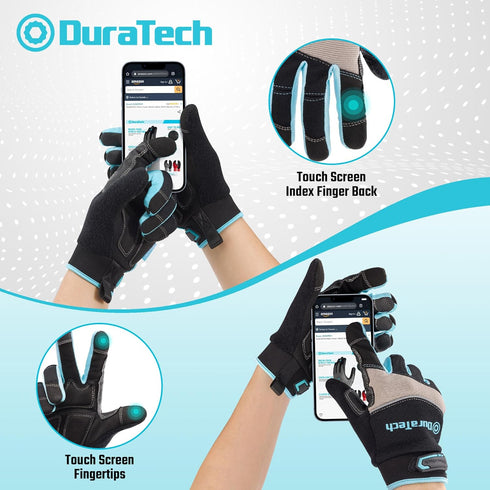 DURATECH Safety Work Gloves, Utility Mechanic Gloves, Touch Screen, Large (1 Pair) for Home Improvement and Construction Work...