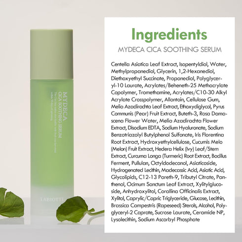 LABIOTTE Mydeca Cica Soothing Serum | Hydrating Serum for Face w/Centella Asiatica | Korean Skincare Face Serum for Glowing Skin | Centella Moistu...