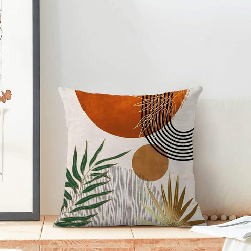 Boho Mid Century Pillow Covers 18x18 Set of 2,Orange Gold Throw Pillowcase Geometric Aesthetic Sunset Outdoor farmhouse Cushion Cover for Sofa Cou...
