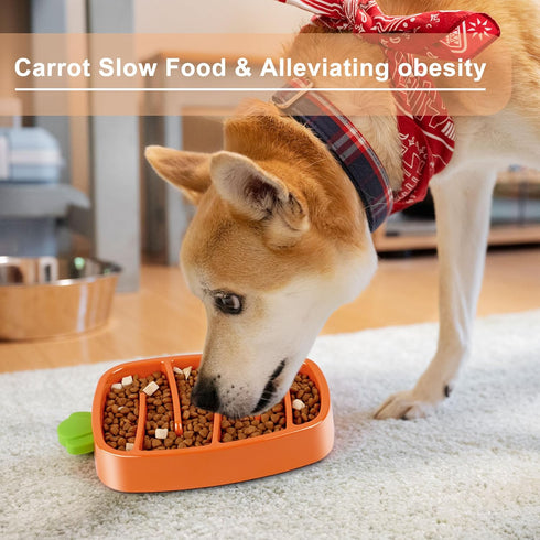 Slow Feeder Dog Bowl, Dog Food Bowl for Small & Medium-Sized Dogs, Carrot Design Dog Bowls,Non-Slip Dog Slow Feeder Bowls, Pet Slow Feeder Bowl fo...