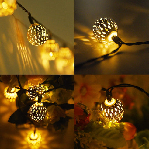 Solar String Lights for Outside, 9.8FT 20LED Outdoor Solar String Lights with 8 Mode, Moroccan Solar Fairy Lights, Waterproof Globe Solar Twinkle ...