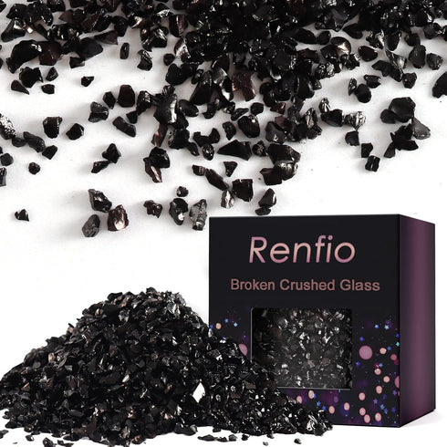 Renfio Broken Crushed Glass Glitter Shards Crush 2-4mm Irregular Small Metallic Chunky Chips 7 Oz (200g) High Luster Craft Sequins Gravel for DIY ...