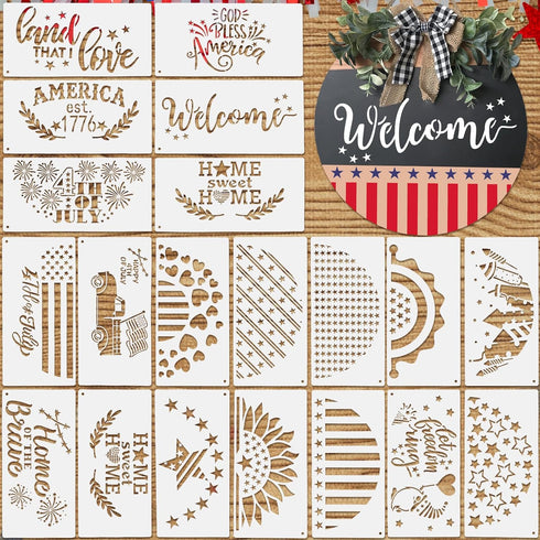 20 Pcs Welcome Stencils for Painting on Wood 11.81 x 5.91'' Large Welcome Letters Stencils Half Round Stencils for Wood Sign Plastic Word Farmhous...