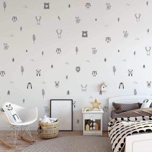Stylish Animal Wall Stickers - Nursery, Toddler, Kids Jungle Wall Stickers with Adorable Safari Animal Designs. Easy to Apply Baby Wall Stickers. ...