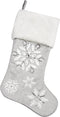 Comfy Hour Let It Snow Collection 18"x11" Silver Snowflake Stocking, Polyester...